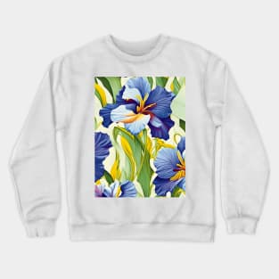 Blue Irises Field Pattern Crewneck Sweatshirt